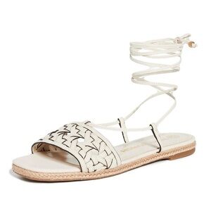 Tory Burch Basketweave Ivory Leather Sandals, Sz 8.5